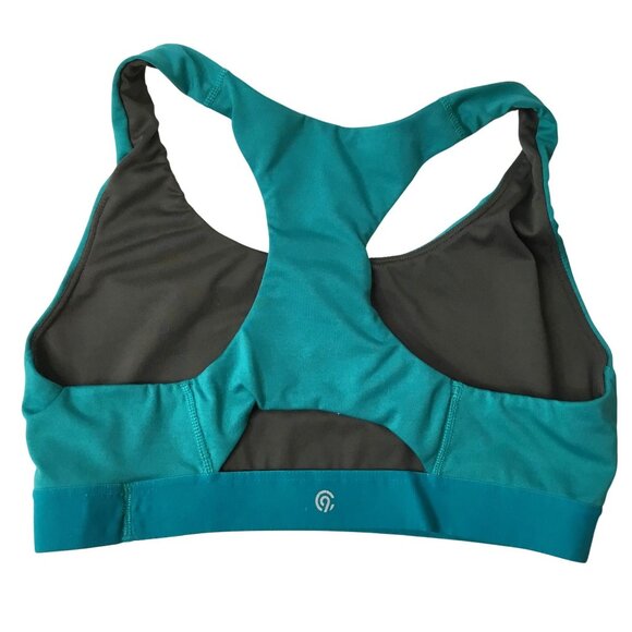 C9 CHAMPION Women Teal Sports Bra Racerback Padded Laser Cutout Seamless S/M - Picture 2 of 4